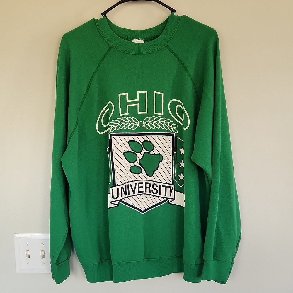 Vintage Green Jostens Ohio University Crewneck Sweatshirt sz 2XL bobcats